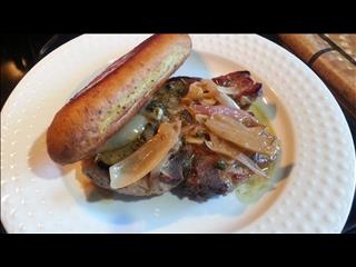 Capers and Scallions Pork Chop with Garlic bread.