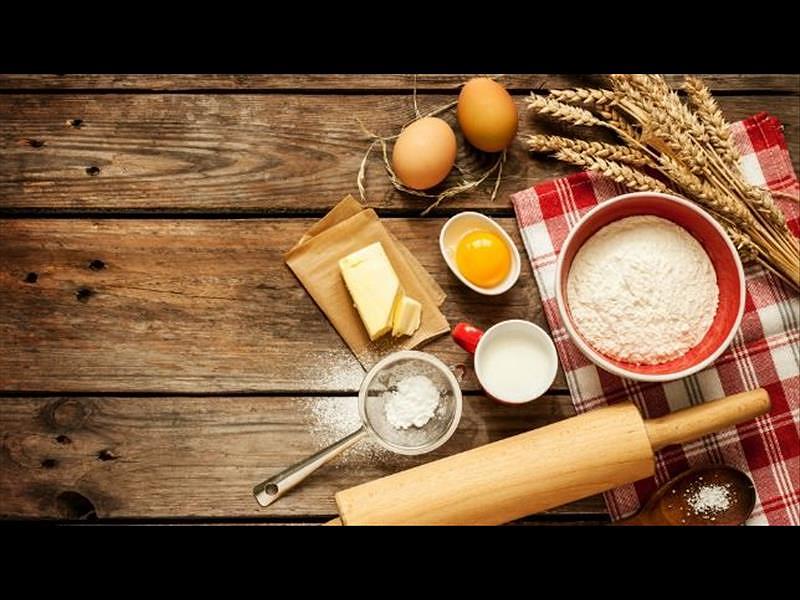 This is a gorgeous fall photo of baking tools and simple standard ingredients to try.